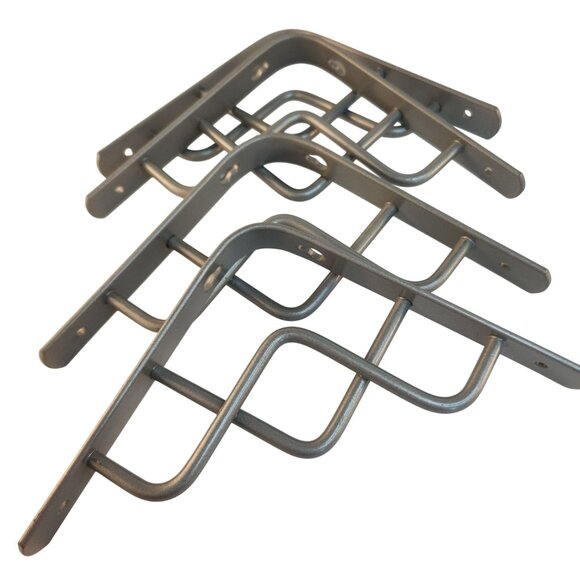 Silver Heavy-Duty Metal Shelf Brackets Set of 4 Zig-Zag Design Wall Mount Suppor - Picture 1 of 12